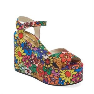 Jeffrey Campbell Dazing Floral Platform Wedge Sandals